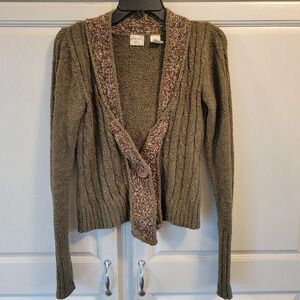 BKE Cable Knit One Button Cardigan